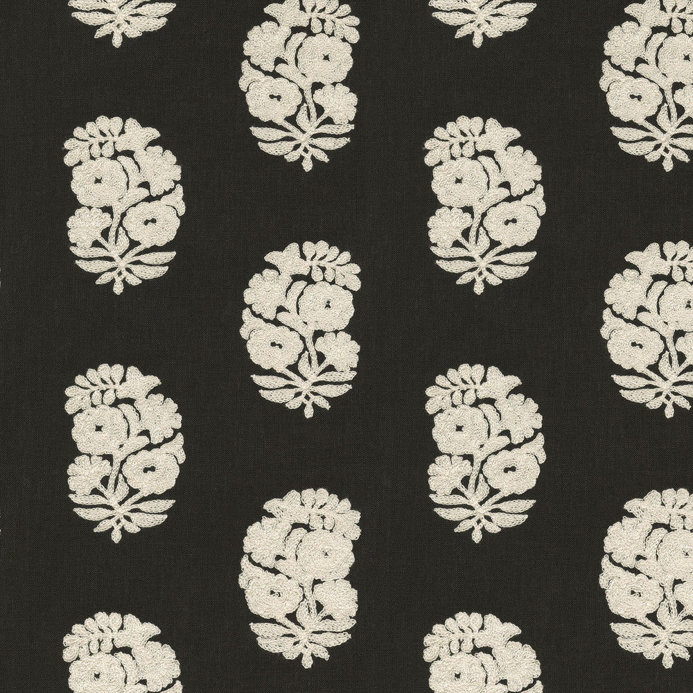 Bodhi Emb Onyx by PK Lifestyles Designer Fabric - Base: 52% polyester, 48% cotton EMB: 50% cotton, 50% rayon India 29000 Horizontal: 6.75 and Vertical: 4.75 54 - Swanky Fabrics -