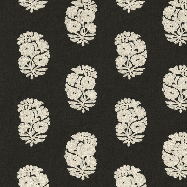 Bodhi Emb Onyx by PK Lifestyles Designer Fabric - Base: 52% polyester, 48% cotton EMB: 50% cotton, 50% rayon India 29000 Horizontal: 6.75 and Vertical: 4.75 54 - Swanky Fabrics -