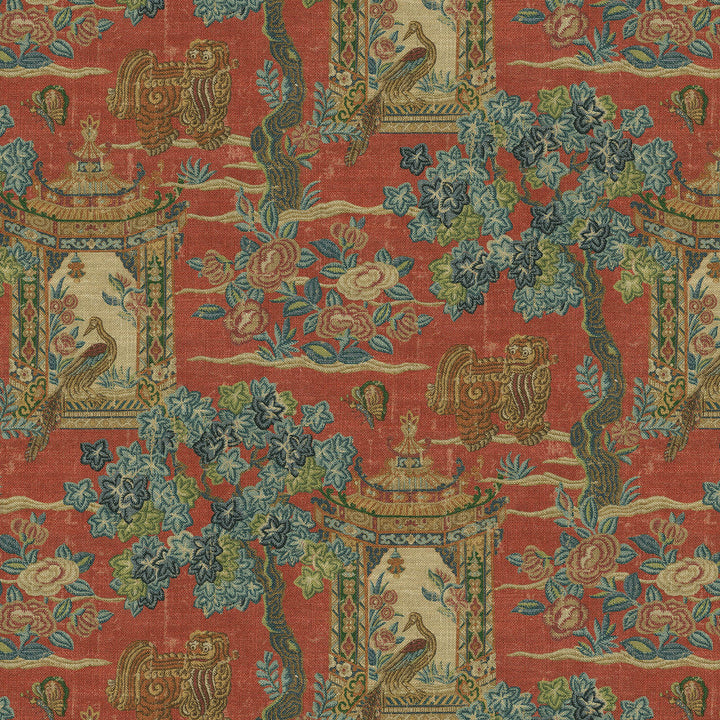 Utopian Garden Persimmon by PK Lifestyles Designer Fabric - 75% cotton, 25% linen Pakistan 15000 Horizontal: 13.5 and Vertical: 25.25 54 - Swanky Fabrics -