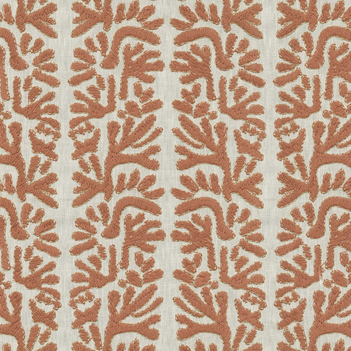 Coral Emb Papaya by PK Lifestyles Designer Fabric - Base: 52% polyester, 48% cotton EMB: 100% cotton India 51000 Horizontal: 7.88 and Vertical: 6.25 53 - Swanky Fabrics -