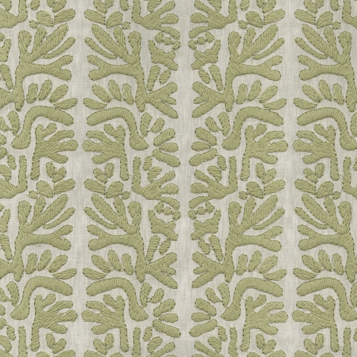 Coral Emb Sage by PK Lifestyles Designer Fabric - Base: 52% polyester, 48% cotton EMB: 100% cotton India 51000 Horizontal: 7.88 and Vertical: 6.25 53 - Swanky Fabrics -