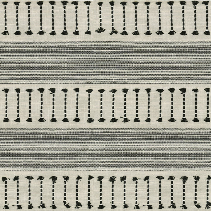 Fringe Stripe Emb Newsprint 472220 by PK Lifestyles Designer Fabric Cultural Exchange IX Base: 88% Polyester, 12% Cotton EMB: 84% Cotton, 16% Viscose India 50000 H: 6.125, V: 0.75 55 - Swanky Fabrics -
