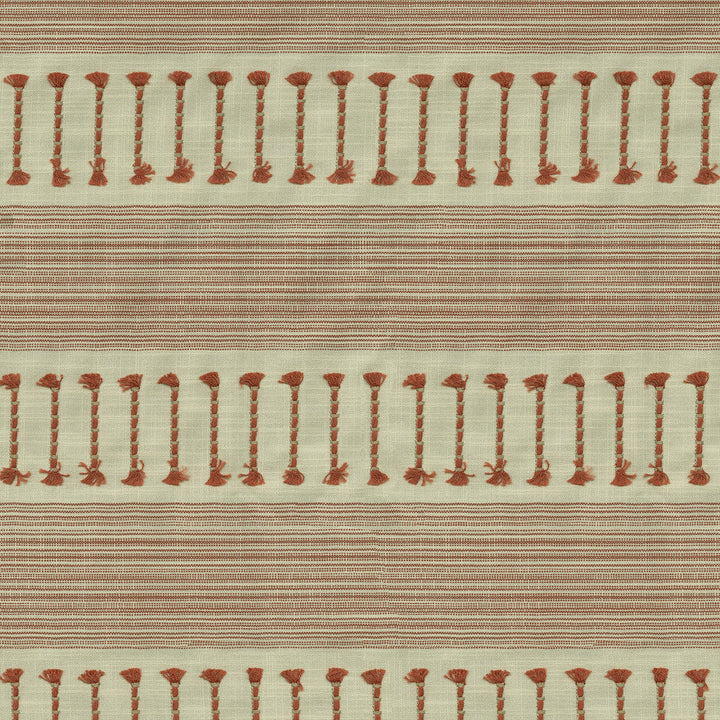 Fringe Stripe Emb Coral 472221 by PK Lifestyles Designer Fabric Cultural Exchange IX Base: 88% Polyester, 12% Cotton EMB: 84% Cotton, 16% Viscose India 50000 H: 6.125, V: 0.75 55 - Swanky Fabrics -
