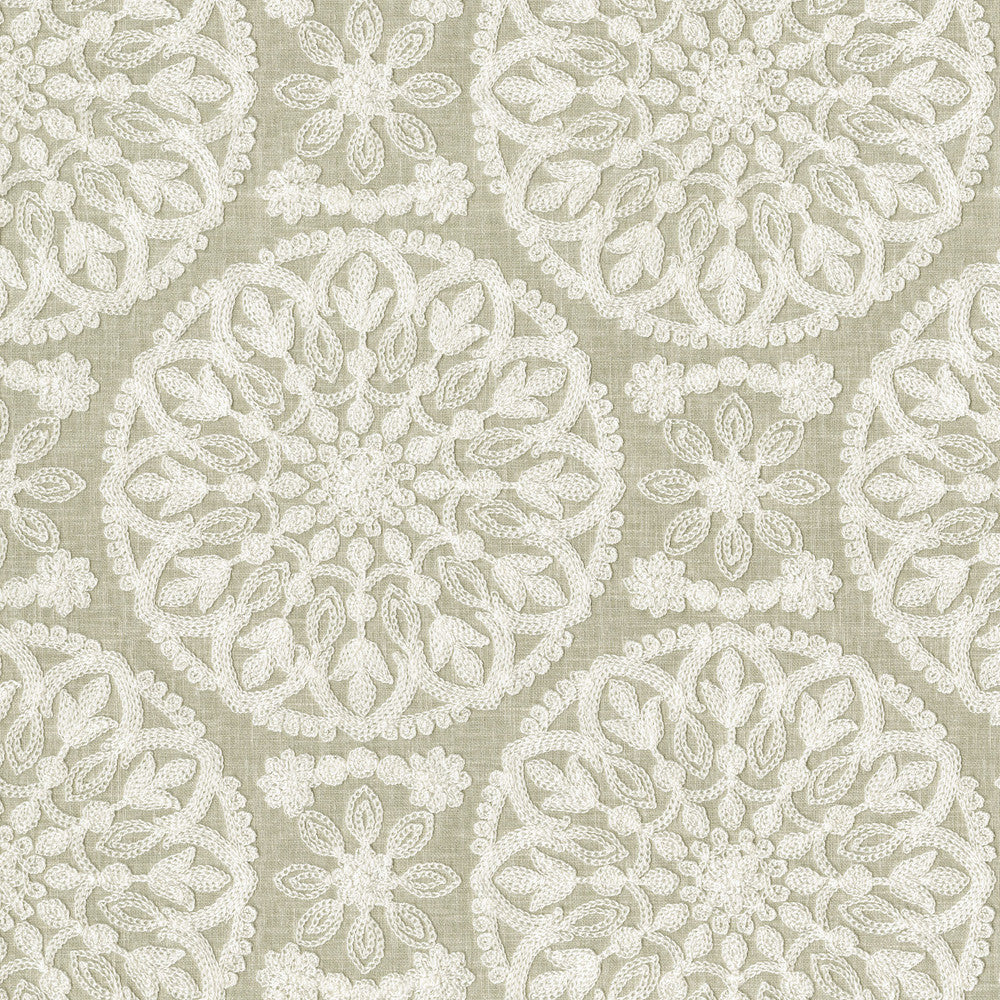 Lace Medallion Emb Cloud 472232 by PK Lifestyles Designer Fabric Cultural Exchange IX Base: 52% Polyester, 48% Cotton EMB: 100% Rayon India 51000 H: 10.2, V: 9 52 - Swanky Fabrics -