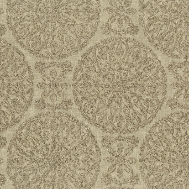 Lace Medallion Emb Twine 472233 by PK Lifestyles Designer Fabric Cultural Exchange IX Base: 52% Polyester, 48% Cotton EMB: 100% Rayon India 51000 H: 10.2, V: 9 52 - Swanky Fabrics -