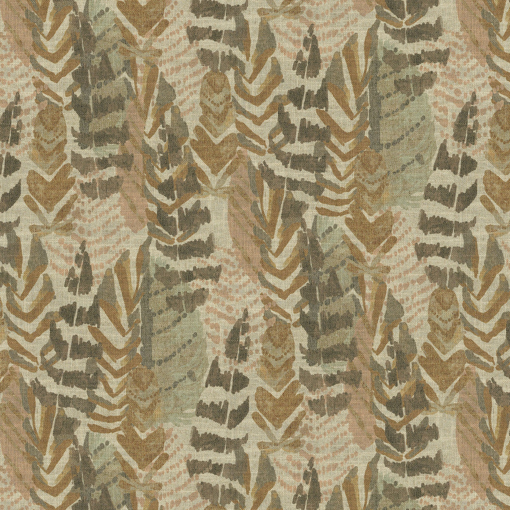 Leaf Plumes Mocha 472571 by PK Lifestyles Designer Fabric Cozy Life VIII 75% Cotton, 25% Linen Pakistan 15000 H: 13.5, V: 25.25 54 - Swanky Fabrics -