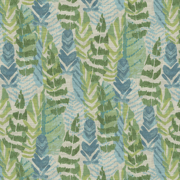 Leaf Plumes Seaglass 472572 by PK Lifestyles Designer Fabric Cozy Life VIII 75% Cotton, 25% Linen Pakistan 15000 H: 13.5, V: 25.25 54 - Swanky Fabrics -