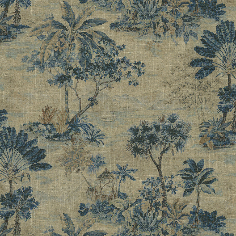 Belle Isle Lagoon 472651 by PK Lifestyles Designer Fabric Design by Nature VIII 55% Linen, 45% Rayon Pakistan 50000 H: 27, V: 27 54 - Swanky Fabrics -