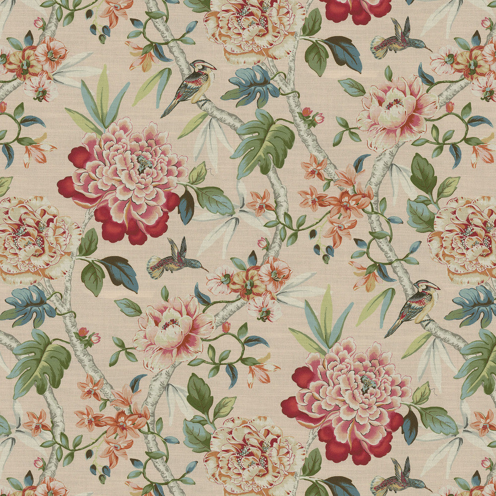 Peony Portico Shell 472690 by PK Lifestyles Designer Fabric Design by Nature VIII 100% Cotton Peru 25000 H: 13.5, V: 27 54 - Swanky Fabrics -