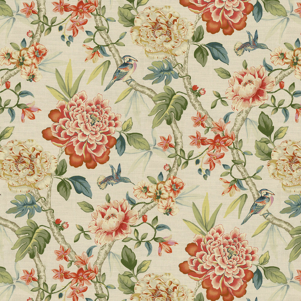 Peony Portico Spring 472692 by PK Lifestyles Designer Fabric Design by Nature VIII 100% Cotton Peru 25000 H: 13.5, V: 27 54 - Swanky Fabrics -