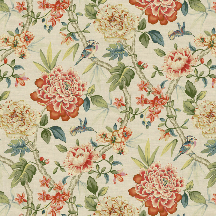 Peony Portico Spring 472692 by PK Lifestyles Designer Fabric Design by Nature VIII 100% Cotton Peru 25000 H: 13.5, V: 27 54 - Swanky Fabrics -