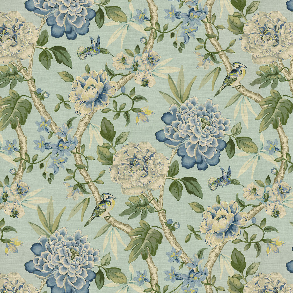 Peony Portico Larkspur 472693 by PK Lifestyles Designer Fabric Design by Nature VIII 100% Cotton Peru 25000 H: 13.5, V: 27 54 - Swanky Fabrics -