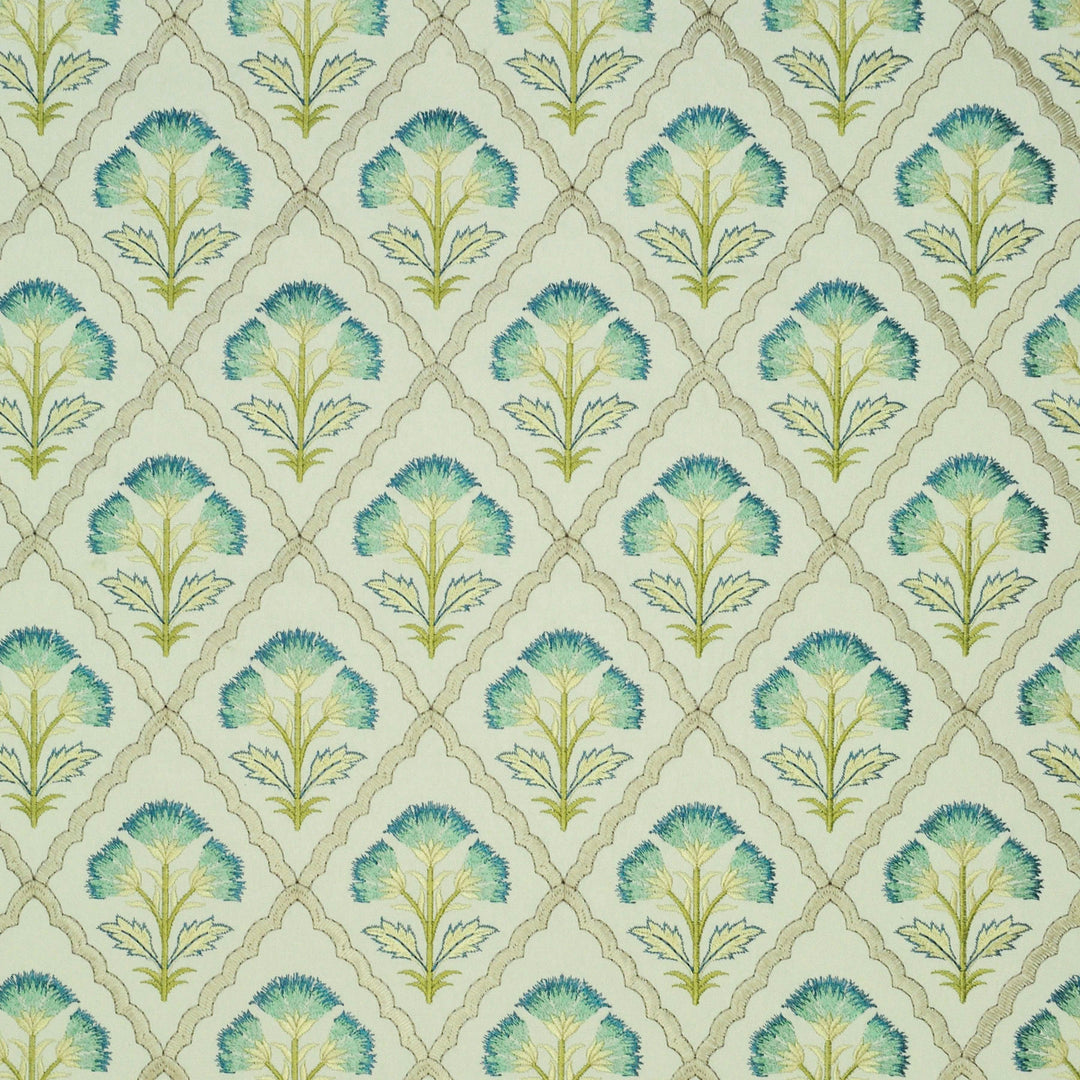 Summer Bloom Emb Bluebell 472961 by PKL Studio Designer Fabric - BASE:100% Cotton Embroid:100% Rayon India 51000 Horizontal: 5.750" and Vertical: 7.600" 54 - Swanky Fabrics -