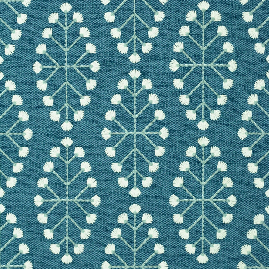 Allium Emb Delft 472981 by PKL Studio Designer Fabric - BASE:71% Polyester 29% Cotton EMB:100% Viscose India 51000 Horizontal: 6.500" and Vertical: 6.250" 52 - Swanky Fabrics -
