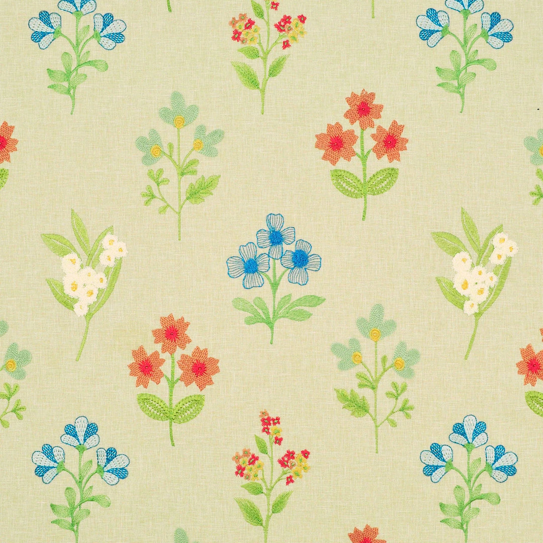 Bouquet Emb Springtime 480871 by PKL Studio Designer Fabric - Base:52% Polyester 48% Cotton Embroid:100% Rayon India 51000 Horizontal: 17.000" and Vertical: 19.000" 55 - Swanky Fabrics -
