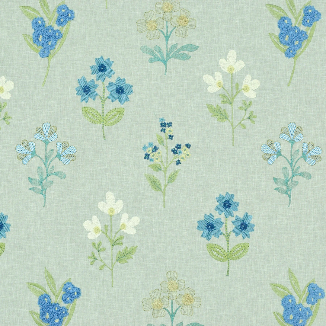 Bouquet Emb Seaside 480872 by PKL Studio Designer Fabric - Base:52% Polyester 48% Cotton Embroid:100% Rayon India 51000 Horizontal: 17.000" and Vertical: 19.000" 55 - Swanky Fabrics -