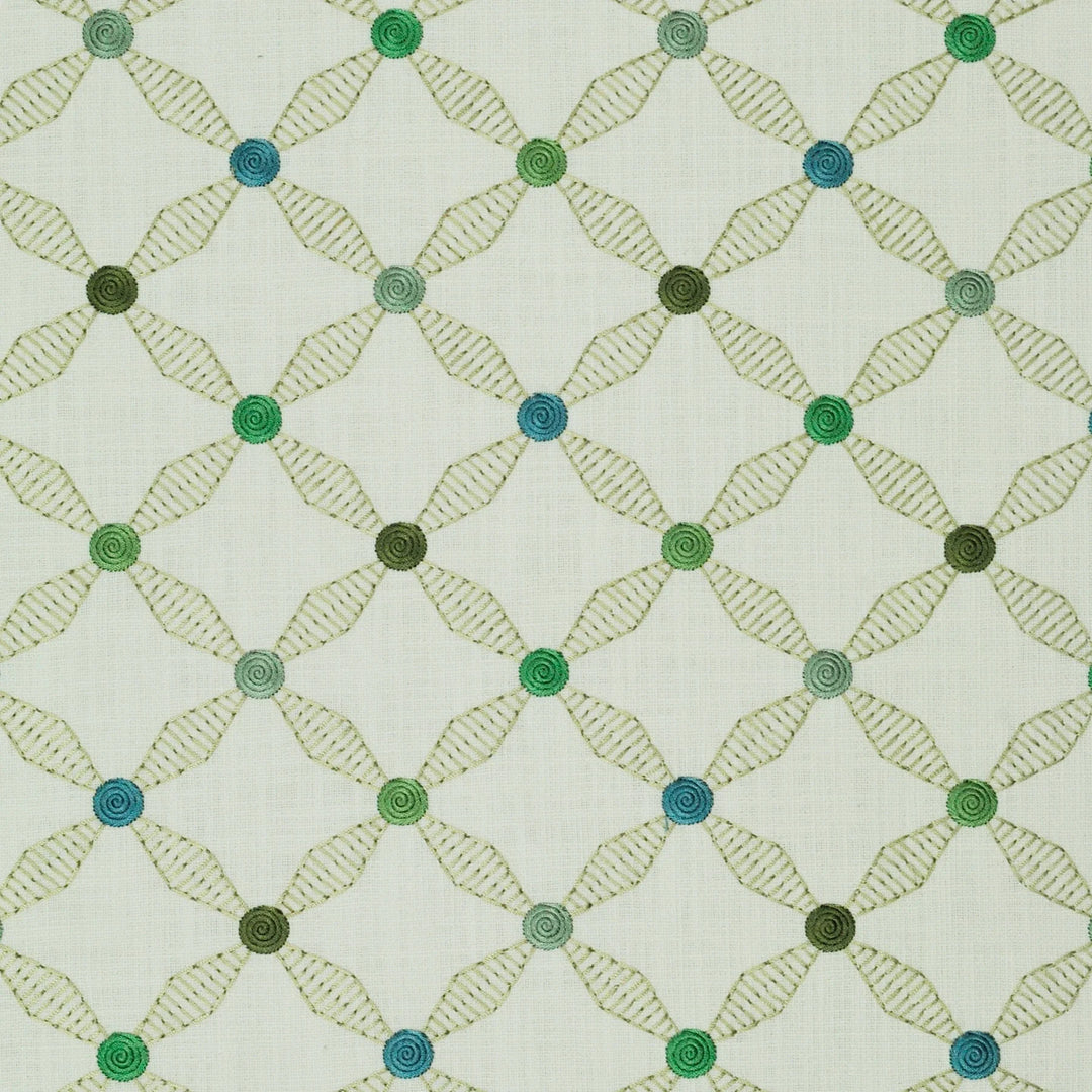 Serenade Swirl Em Seaglass 481050 by PKL Studio Designer Fabric - Base:100% Cotton Embroid:100% Viscose India 51000 Horizontal: 6.500" and Vertical: 15.100" 53 - Swanky Fabrics -