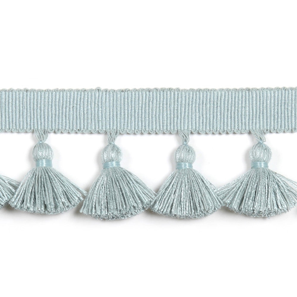 Hellenic Key Tassel Fringe Mist by Europatex Designer Fabric Hellenic 47% Fibranne, 44% Cotton, 9% Polyester 1.75 inches - Swanky Fabrics -