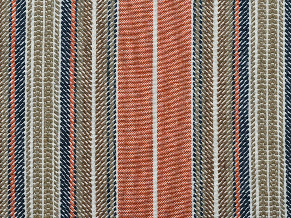 Montana Stripe Paprika by Roth & Tompkins Fabric - 100% Cotton - India - 15,001-30,000 double rubs - H: 6.5" - 54" - Fabric Carolina -