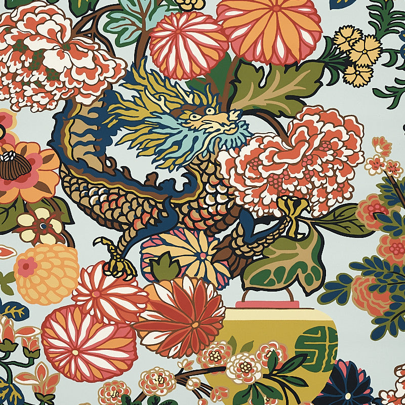 Chiang Mai Dragon Aquamarine 5001060 by Schumacher Wallcovering Schumacher Wallcovering Chiang Mai Dragon Aquamarine 5001060Wallcovering Paper UNITED STATES OF AMERICA </p><p>Repeat: H: HORZ. 27" (69CM) , V: VERT. 45 3/4" (116CM) 27 - Fabric Carolina -
