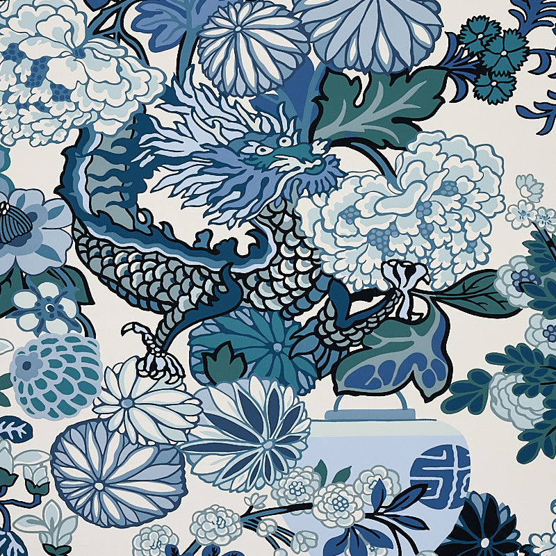 Chiang Mai Dragon China Blue 5001062 by Schumacher Wallcovering Schumacher Wallcovering Chiang Mai Dragon China Blue 5001062Wallcovering Paper UNITED STATES OF AMERICA </p><p>Repeat: H: HORZ. 27" (69CM), V: VERT. 45 3/4" (116CM) 27 - Fabric Carolina -