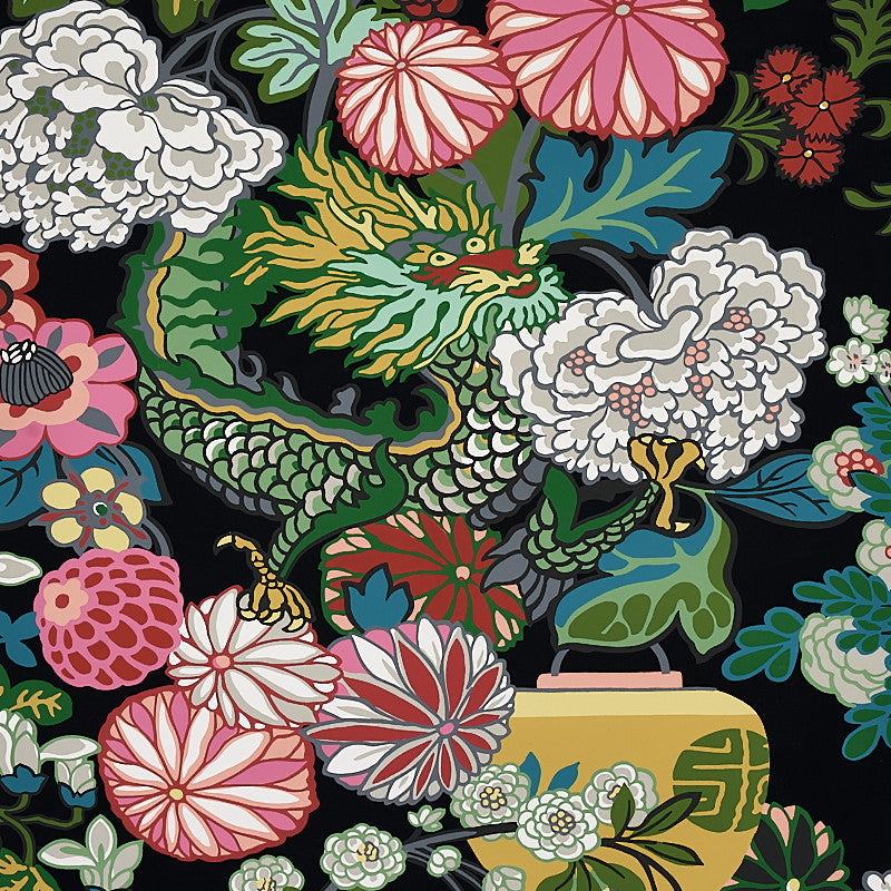 Chiang Mai Dragon Ebony 5001065 by Schumacher Wallcovering Schumacher Wallcovering Chiang Mai Dragon Ebony 5001065Wallcovering Paper UNITED STATES OF AMERICA </p><p>Repeat: H: HORZ. 27" (69CM) , V: VERT. 45 3/4" (116CM) 27 - Fabric Carolina -