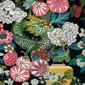 Schumacher Wallpaper Chiang Mai Dragon Ebony 5001065