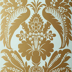 Schumacher Wallpaper Montebello Damask Aqua 5003732
