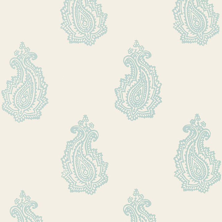 Madras Paisley Water Blue 5005302 by Schumacher Designer Wallpaper JAIPUR / HAND BLOCK PRINTS Paper 0 INDIA </p><p>Repeat: Horizontal: and Vertical: 18" (46CM) 27 - Swanky Fabrics -