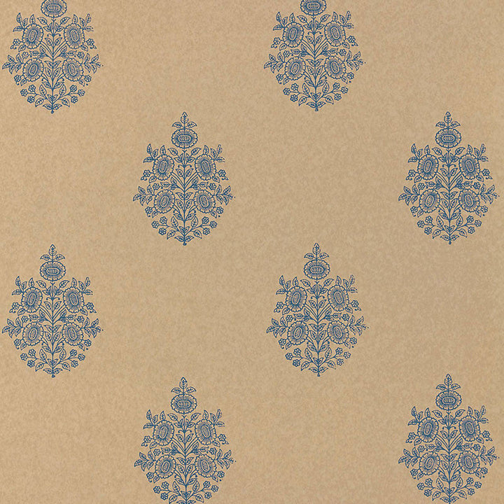 Asara Flower Indigo 5005323 by Schumacher Designer Wallpaper JAIPUR / HAND BLOCK PRINTS Paper 0 INDIA </p><p>Repeat: Horizontal: and Vertical: 13 1/2" (34CM) 27 - Swanky Fabrics -