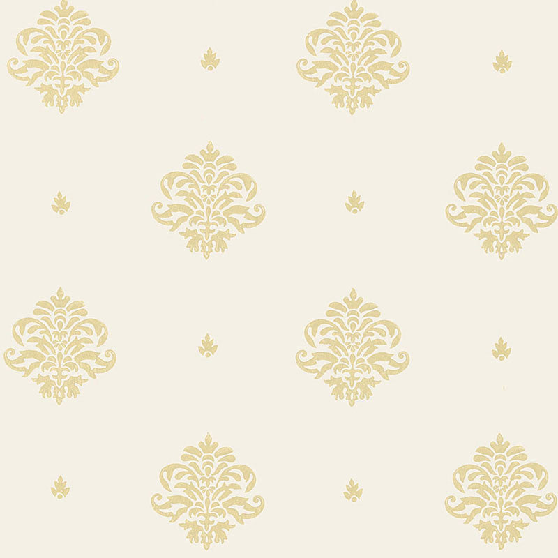 Mayla Damask Straw 5005353 by Schumacher Designer Wallpaper JAIPUR / HAND BLOCK PRINTS Paper 0 INDIA </p><p>Repeat: Horizontal: and Vertical: 13 1/2" (34CM) 27 - Swanky Fabrics -