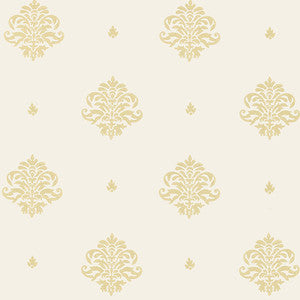 Schumacher Wallpaper Mayla Damask Straw 5005353