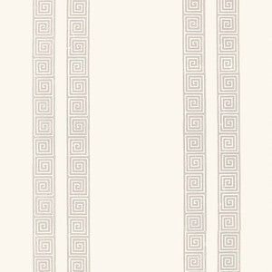 Schumacher Wallpaper Greek Key Stripe Oyster 5005360