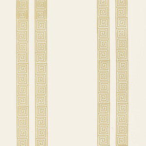 Schumacher Wallpaper Greek Key Stripe Straw 5005363