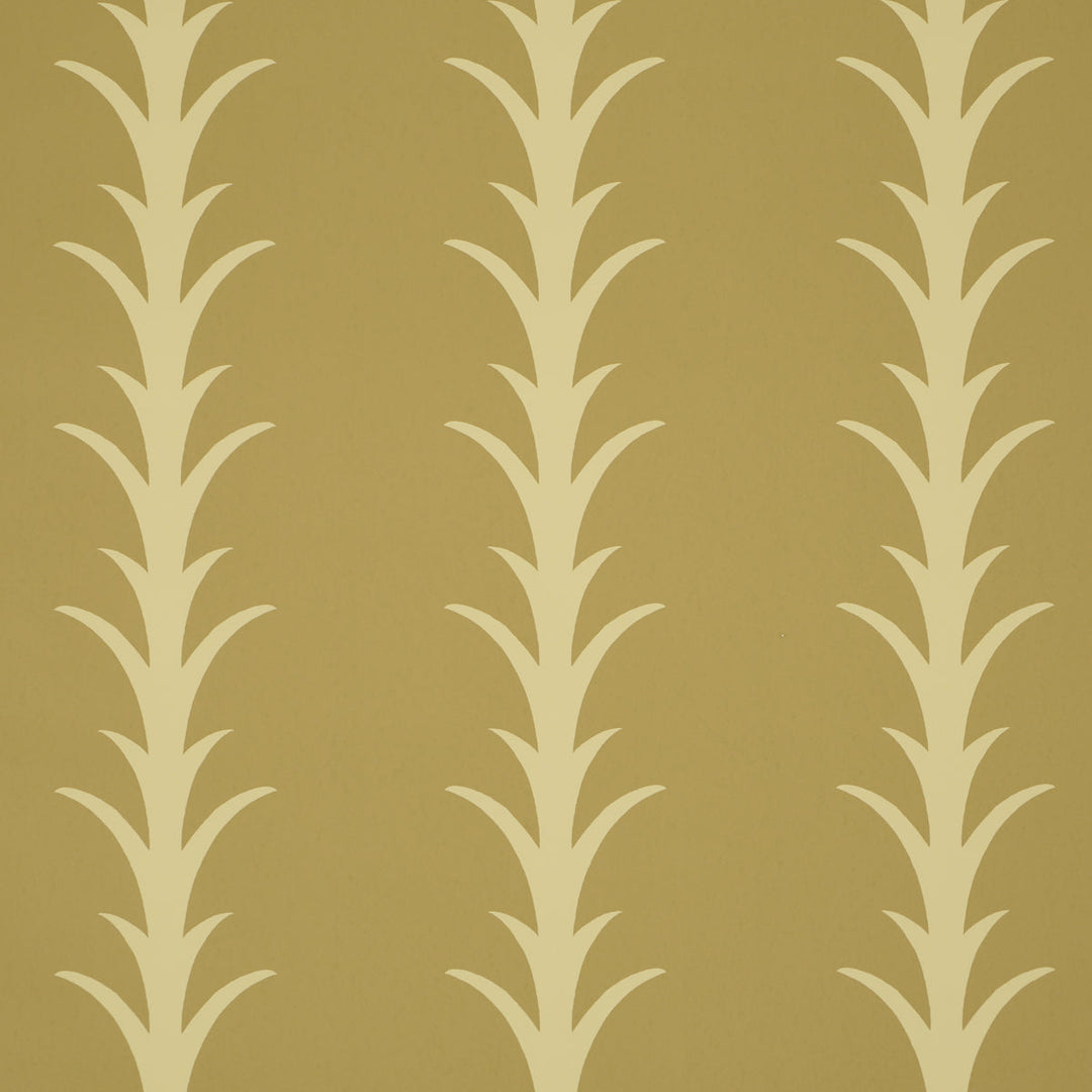 Schumacher Wallcovering Acanthus Stripe - Anis On Chartreuse
