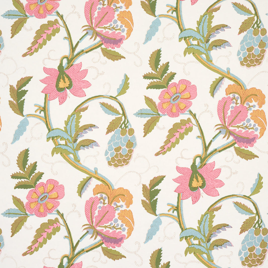 Schumacher Wallcovering Indali - Pink & Leaf
