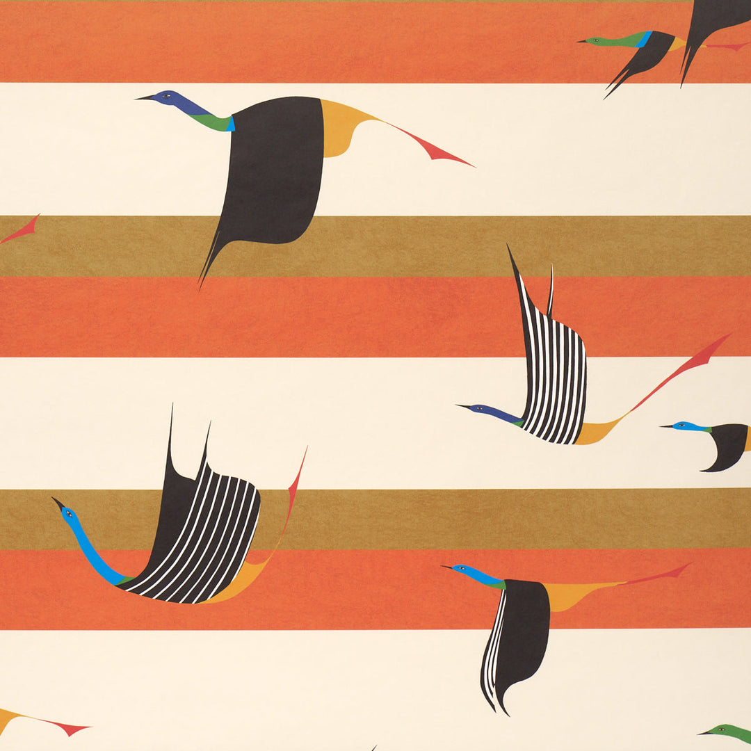 Schumacher Wallcovering Flying West - Orange