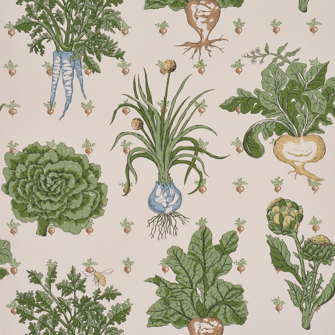 Schumacher Wallcovering Green Grocer - Parchment