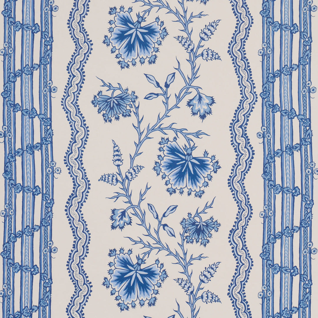 Schumacher Wallcovering Parvati Floral Stripe - Delft