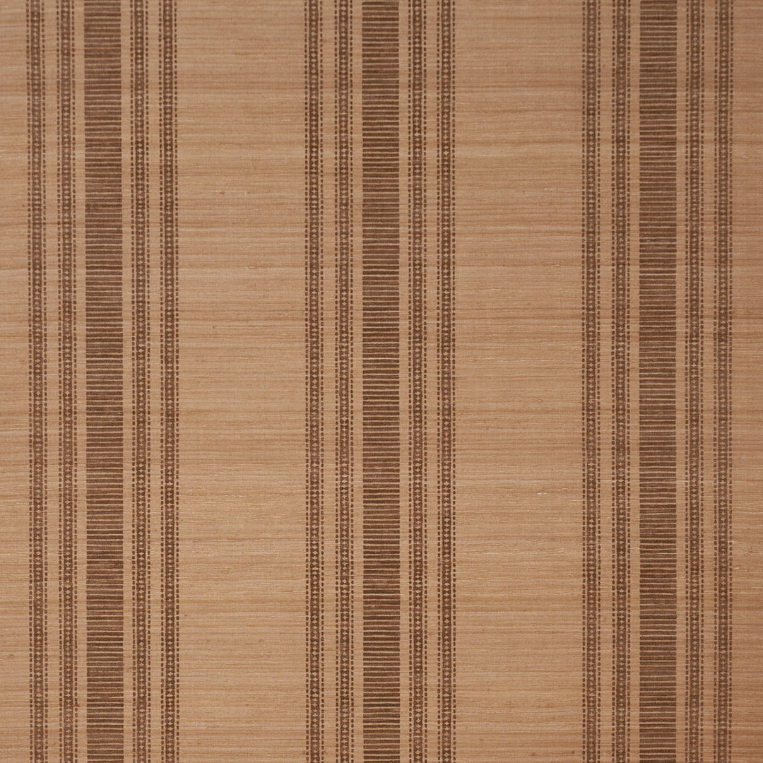 Schumacher Wallcovering Cassia Silk Stripe Wallcovering - Walnut