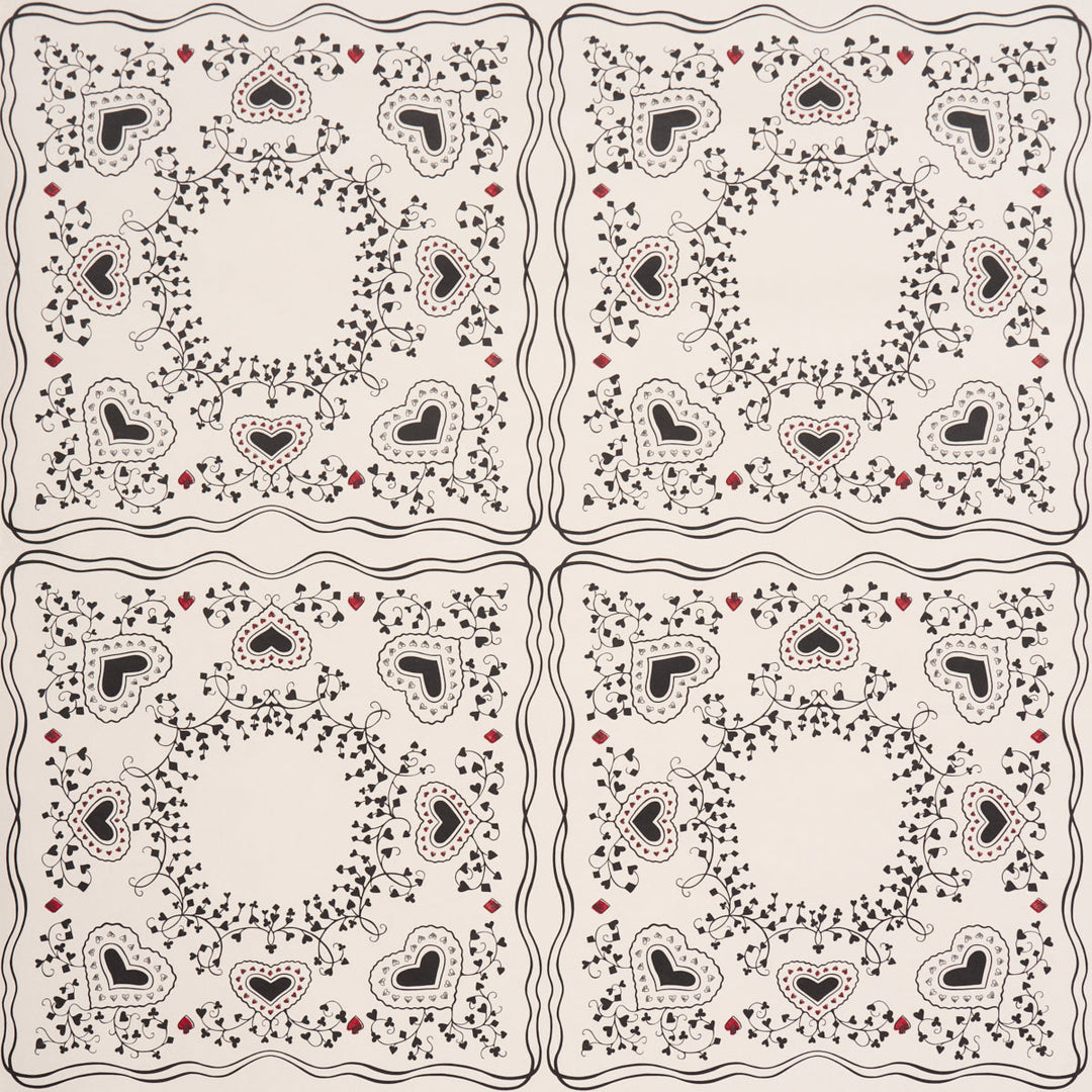 Schumacher Wallcovering Garden Of Hearts - Black & Ivory