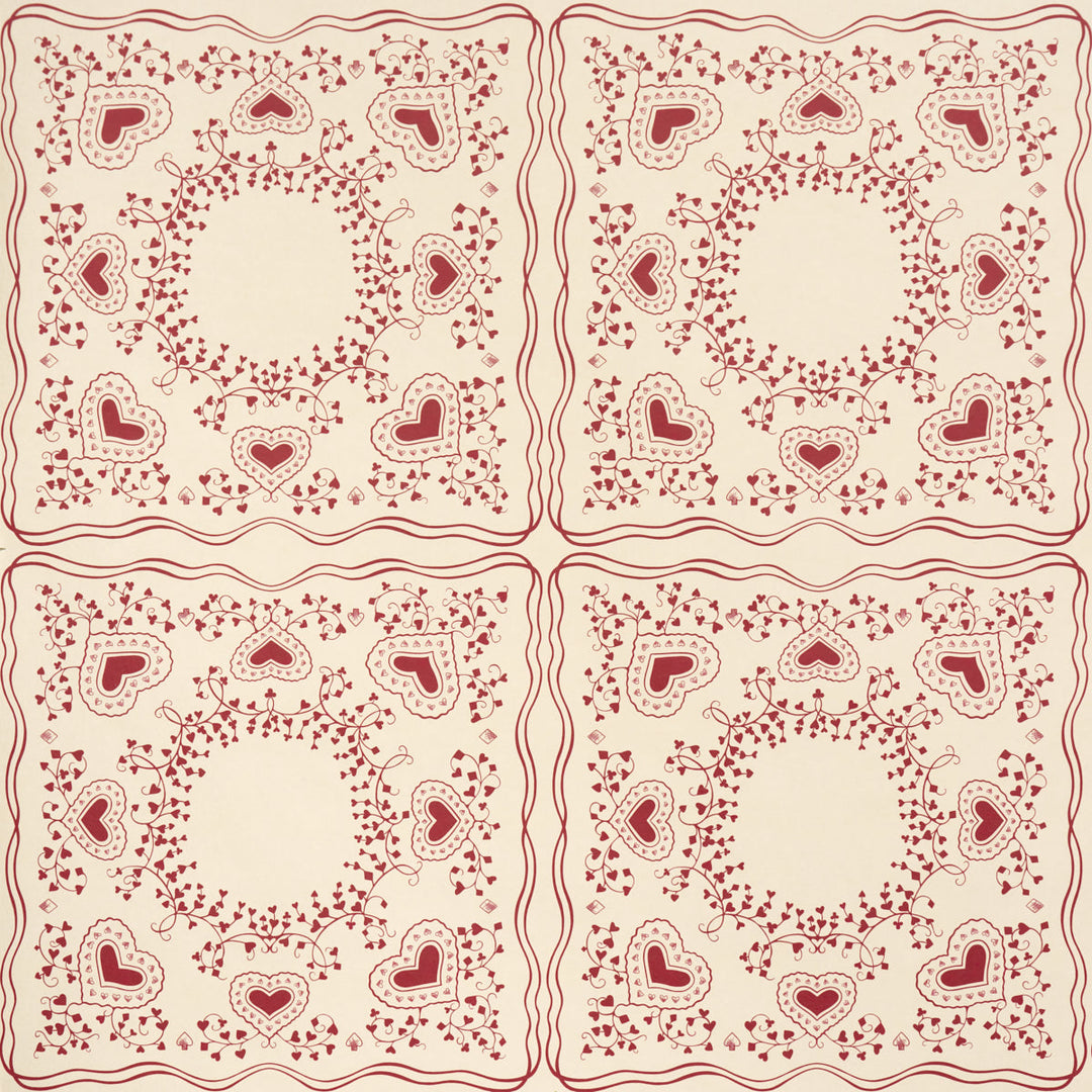 Schumacher Wallcovering Garden Of Hearts - Red
