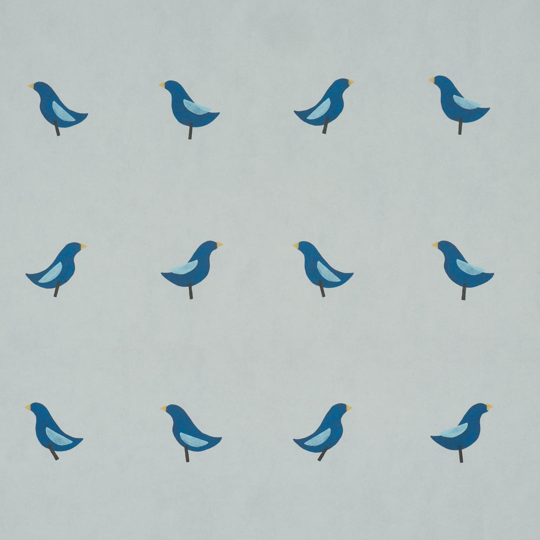 Schumacher Wallcovering Birds Print - Navy On Sky