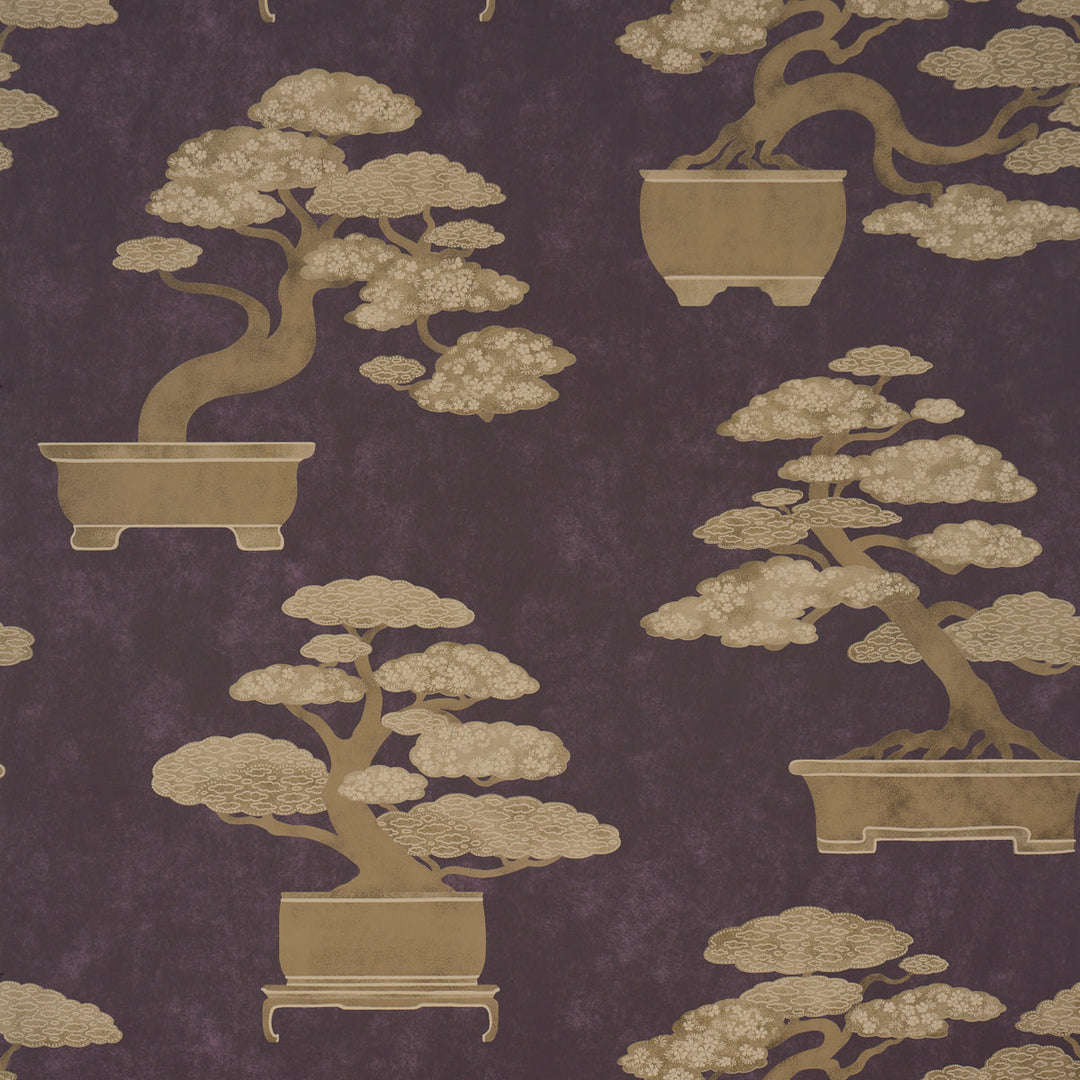 Schumacher Wallcovering Bonsai Tree - Aubergine