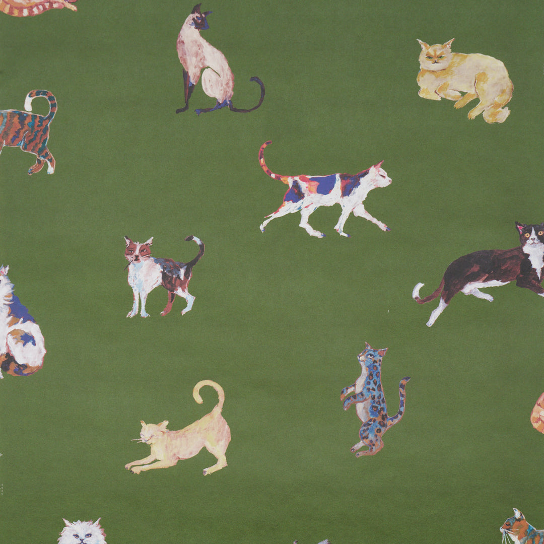 Schumacher Wallcovering Cats - Green