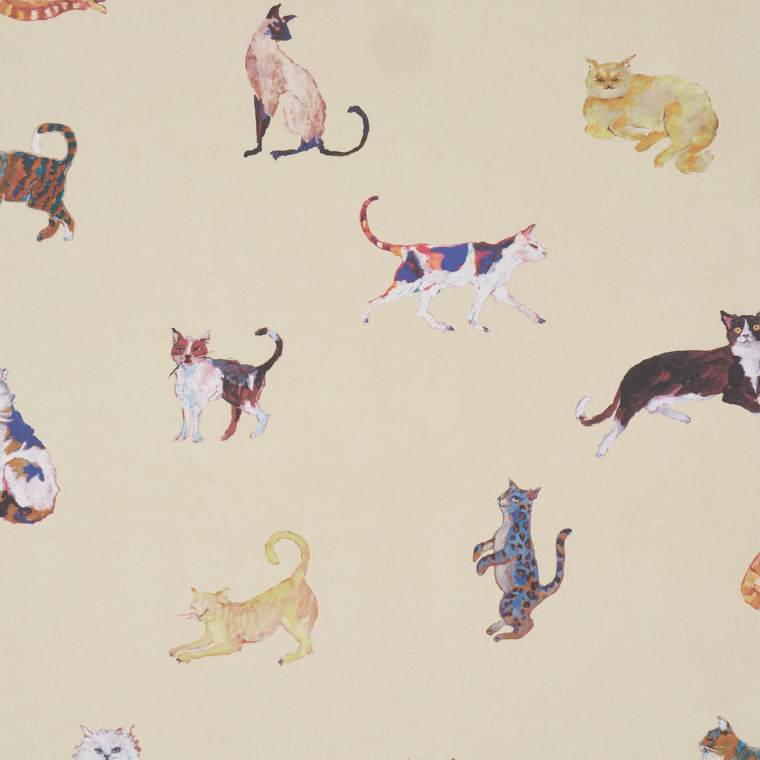 Schumacher Wallcovering Cats - Cream