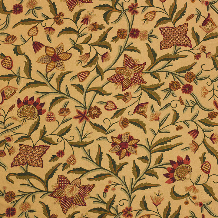Somerset Crewel Red/Green 50470 by Schumacher Designer Fabric PERENNIAL FAVORITES COTTON 96% WOOL 4% INDIA WYZENBEEK 14,000 </p><p>Repeat: Horizontal: 49 " (124CM) and Vertical: 42 1/2" (108CM) 51 - Swanky Fabrics -