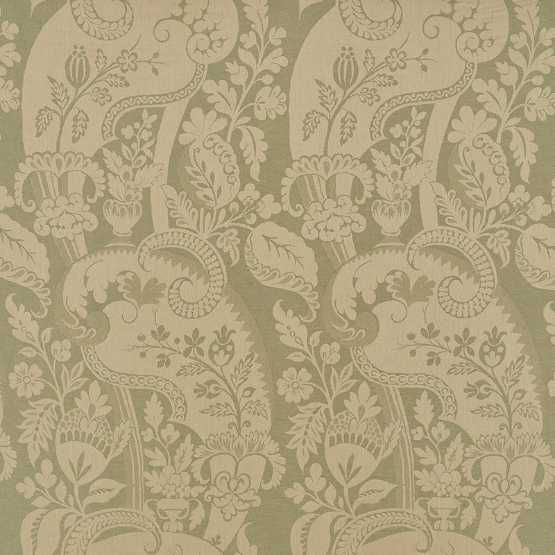 Tela Damasco Aqua 51902 by Schumacher Designer Fabric - 100% Linen Martindale 15,000 Horizontal: 24 and Vertical: 52.5 60 - Swanky Fabrics -