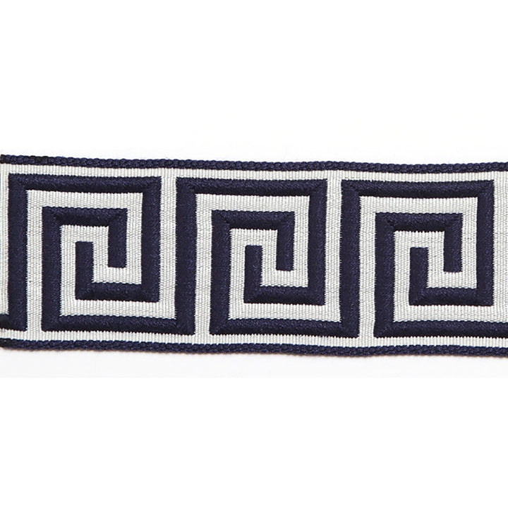 Hellenic Key Jacquard Tape Marine by Europatex Designer Fabric Hellenic 62% Fibranne, 38% Rayon 2.00 inches - Swanky Fabrics -