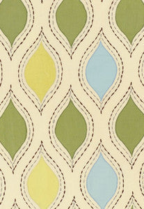 Schumacher Fabric Let'S Dance Chartreuse & Sky 54780